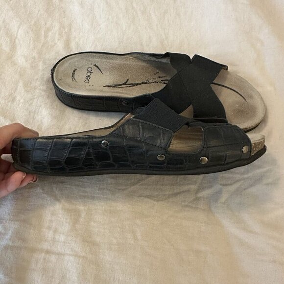Abeo BIO System Sandals Womens Size 9 Footbed Coronado Croc Embossed Black - Picture 5 of 8